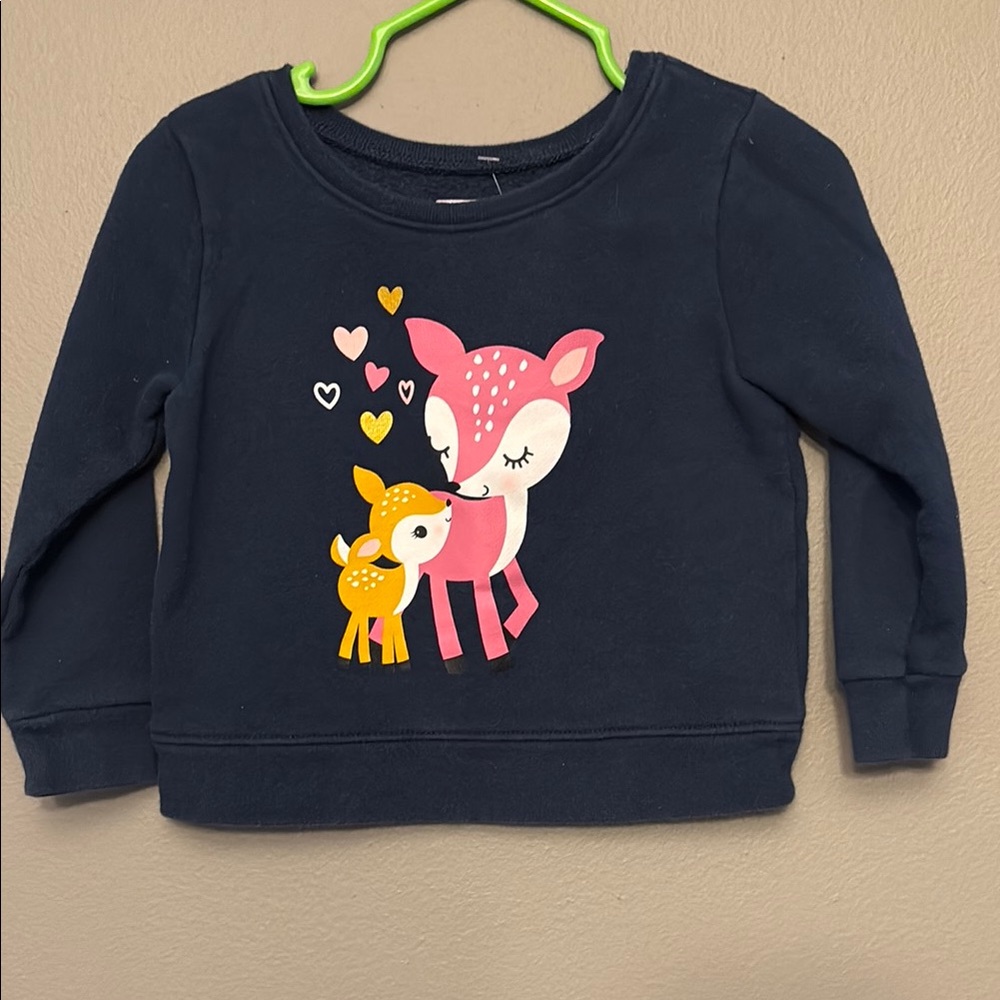 Kids Navy Blue Deer Print Sweatshirt